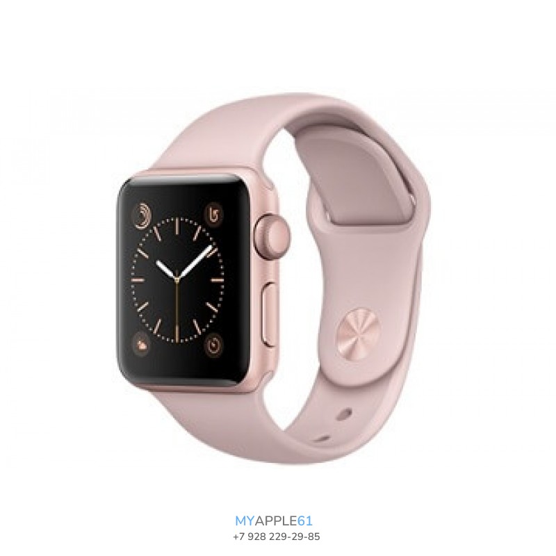 Apple Watch Series 2, 38 мм, алюминиевый корпус розовое золото, спортивный ремешок розовый песок